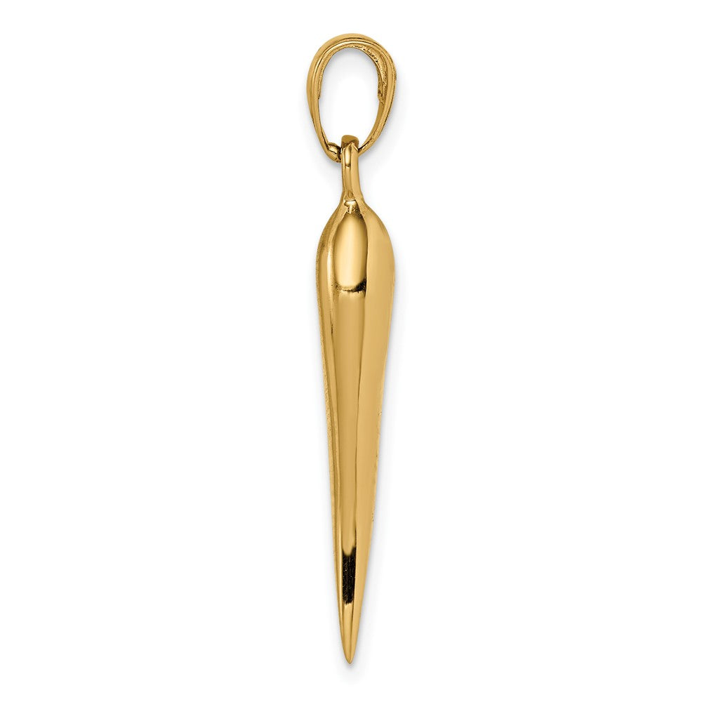 10k Yellow Gold 5 mm Large Italian Horn Pendant (2.48 grams)