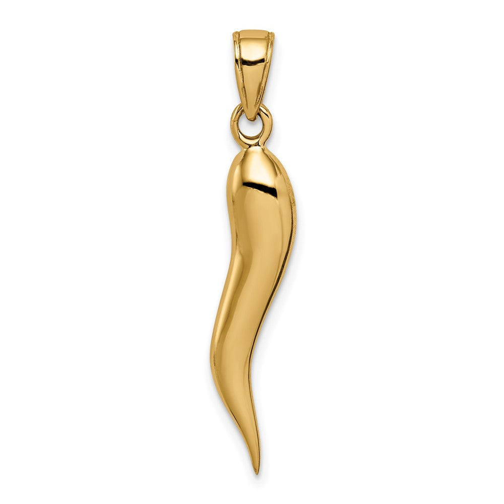 10k Yellow Gold 5 mm Large Italian Horn Pendant (2.48 grams)