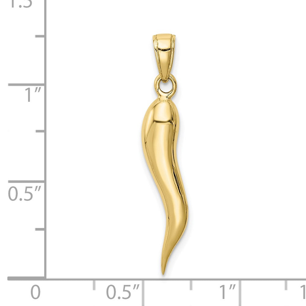 10k Yellow Gold 5 mm Large Italian Horn Pendant (2.48 grams)