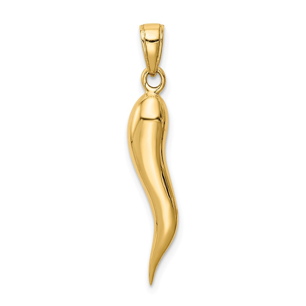 10k Yellow Gold 5 mm Large Italian Horn Pendant (2.48 grams)