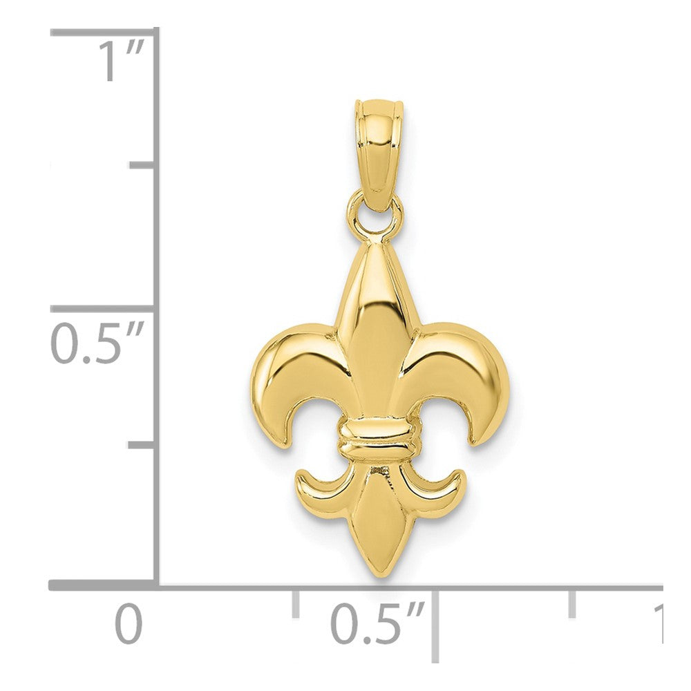 10k Yellow Gold 12 mm Fleur De Lis Pendant (0.88 grams)