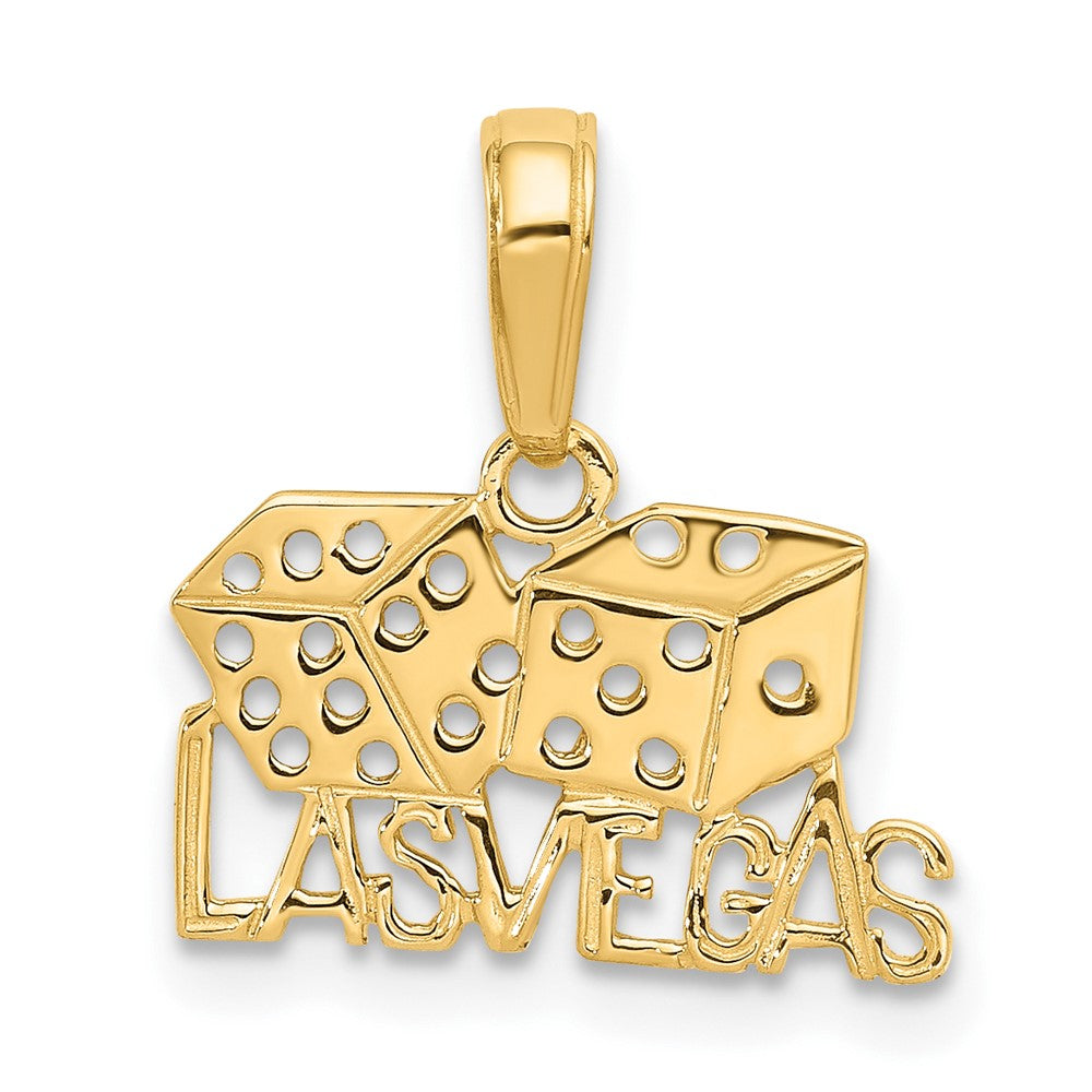 10k Yellow Gold 15 mm LAS VEGAS w/Dice Pendant (0.73 grams)