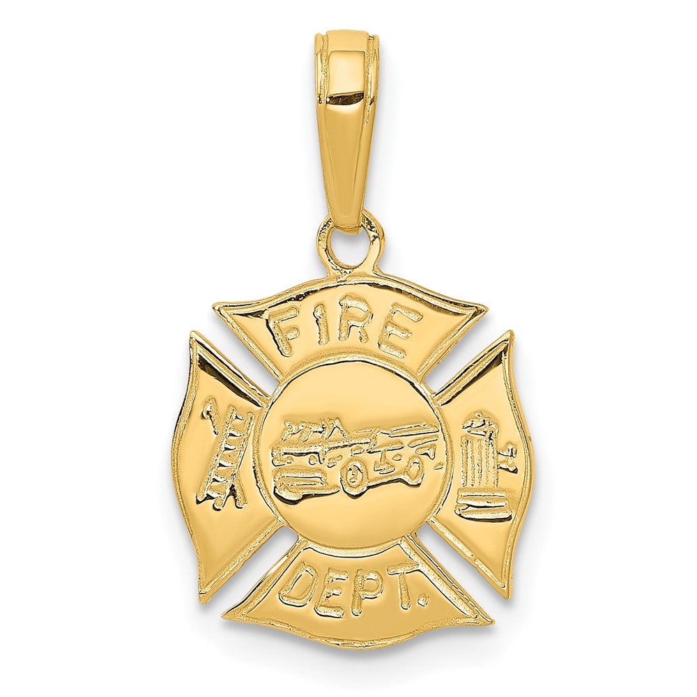 10k Yellow Gold 13 mm Fire Dept Shield Pendant (0.97 grams)