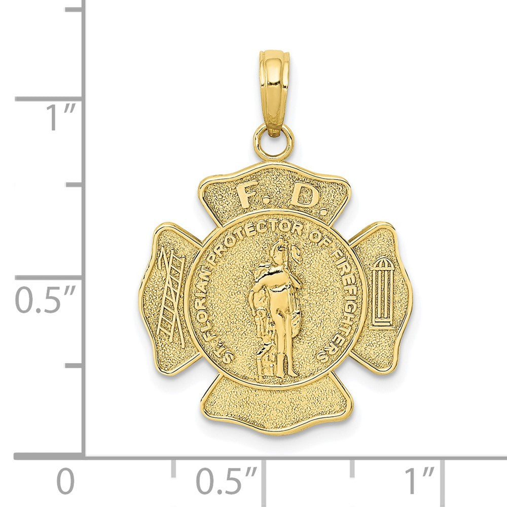 10k Yellow Gold 19.75 mm St. Florian Protect Us/Fire Dept. Pendant (1.67 grams)