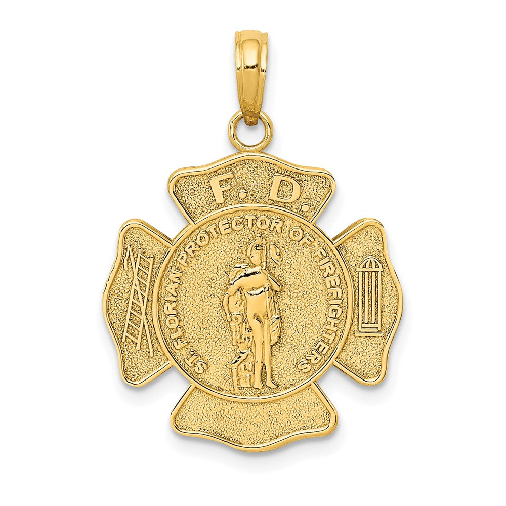 10k Yellow Gold 19.75 mm St. Florian Protect Us/Fire Dept. Pendant (1.67 grams)