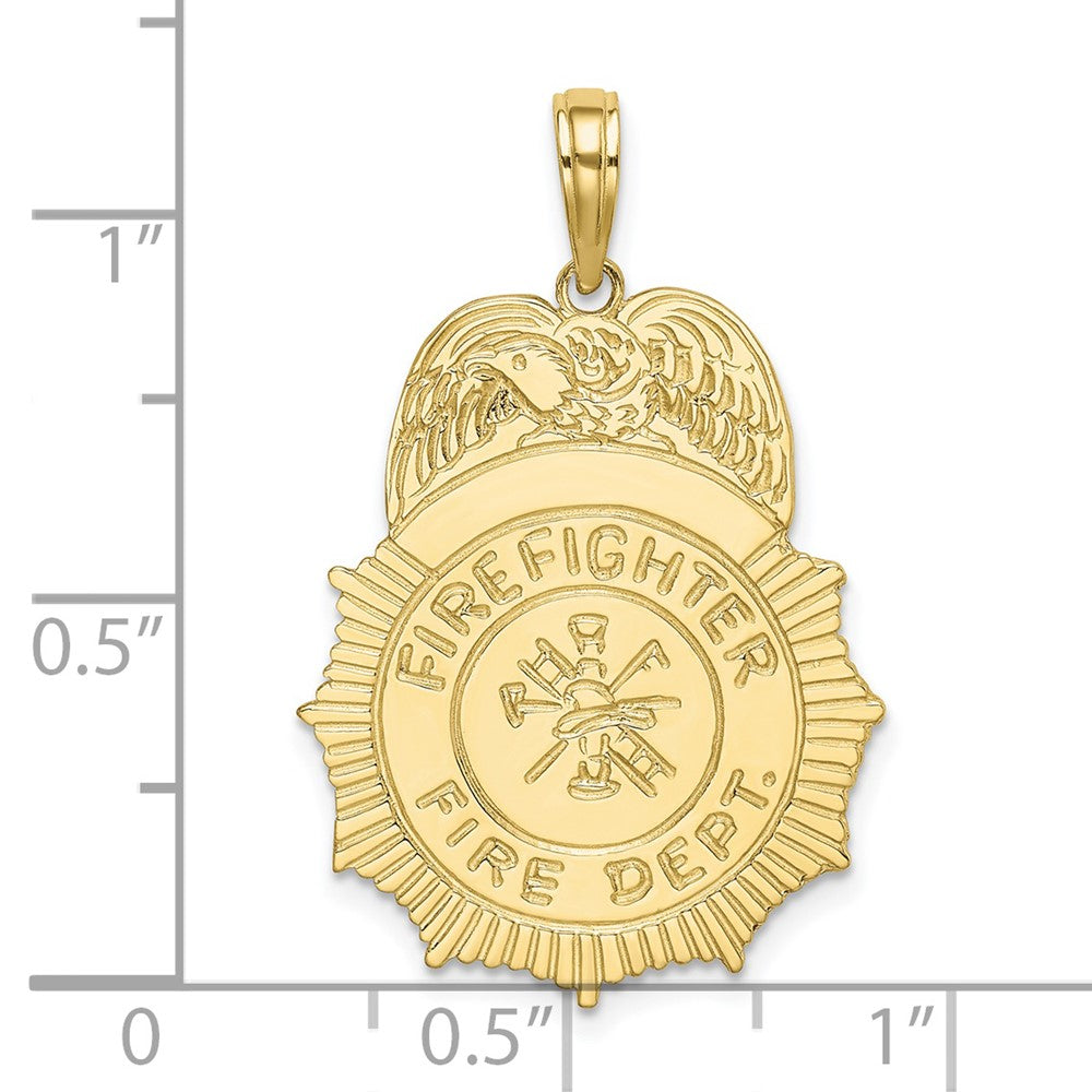 10k Yellow Gold 19.6 mm FIREFIGHTER FIRE DEPT. Badge Charm (1.96 grams)