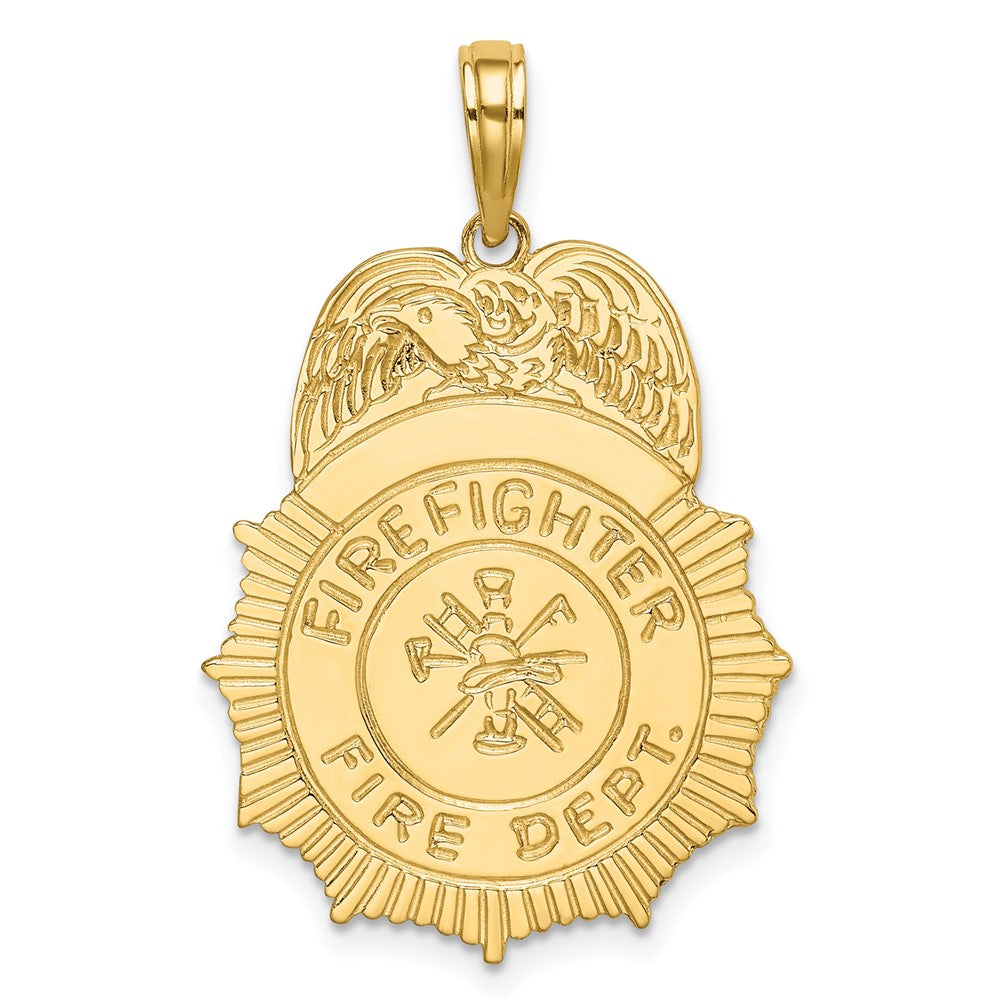 10k Yellow Gold 19.6 mm FIREFIGHTER FIRE DEPT. Badge Charm