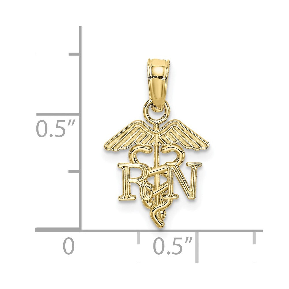 10k Yellow Gold 10.57 mm RN Caduceus Pendant (0.5 grams)