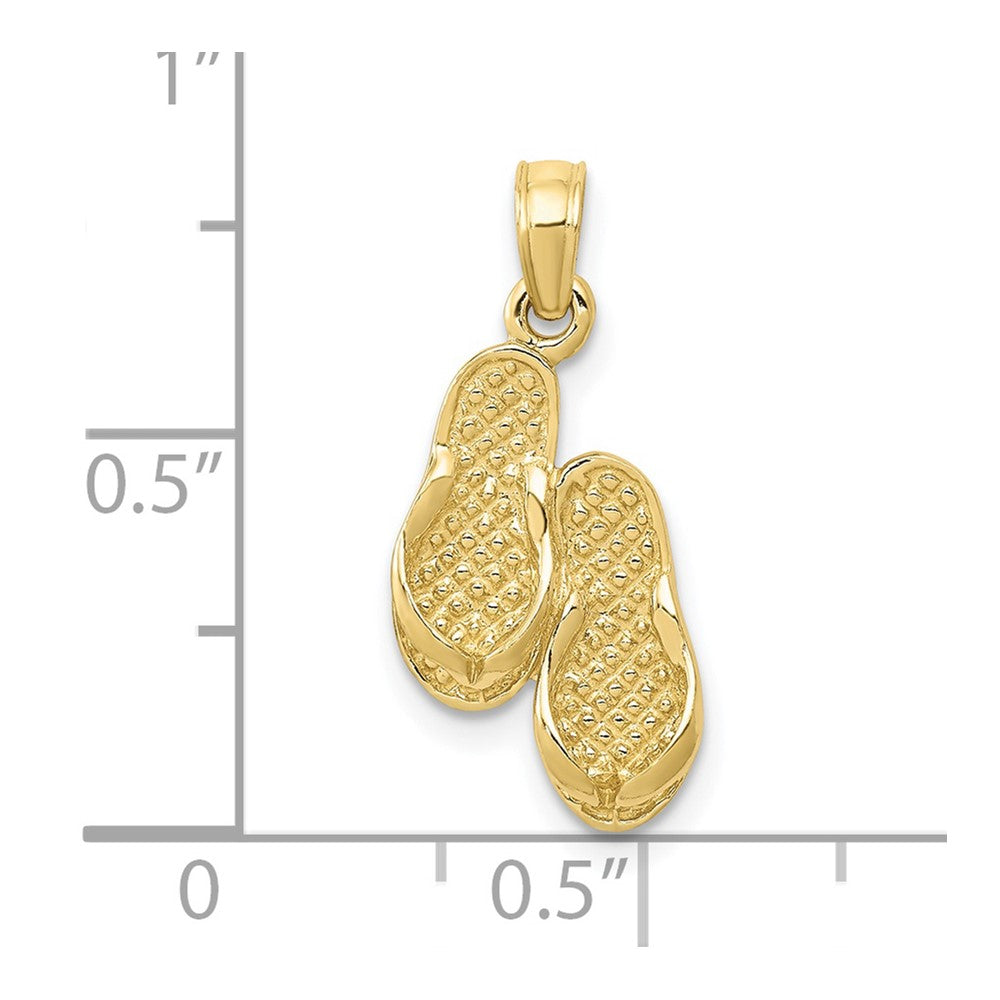 10k Yellow Gold 10 mm 3D Flip Flops Pendant (1.23 grams)