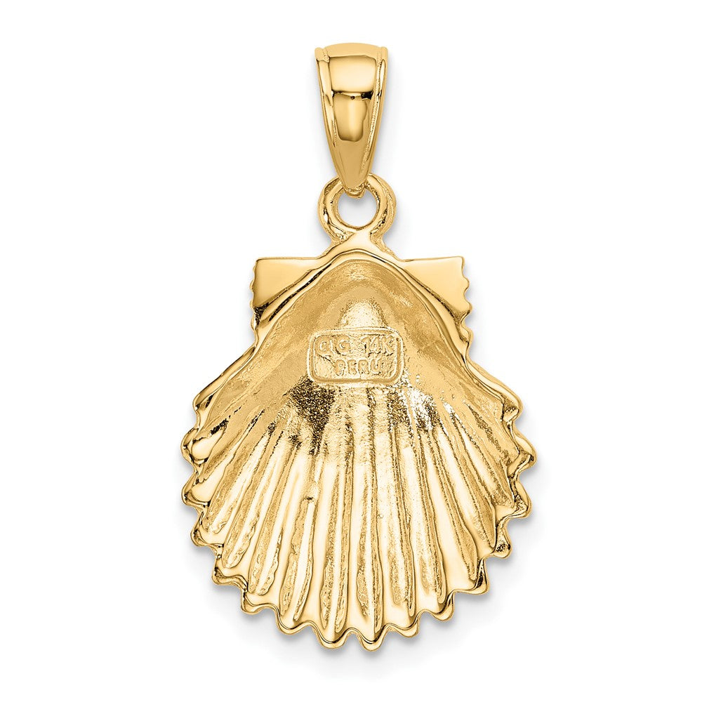 10k Yellow Gold 15.5 mm Scallop Shell Pendant (2.17 grams)