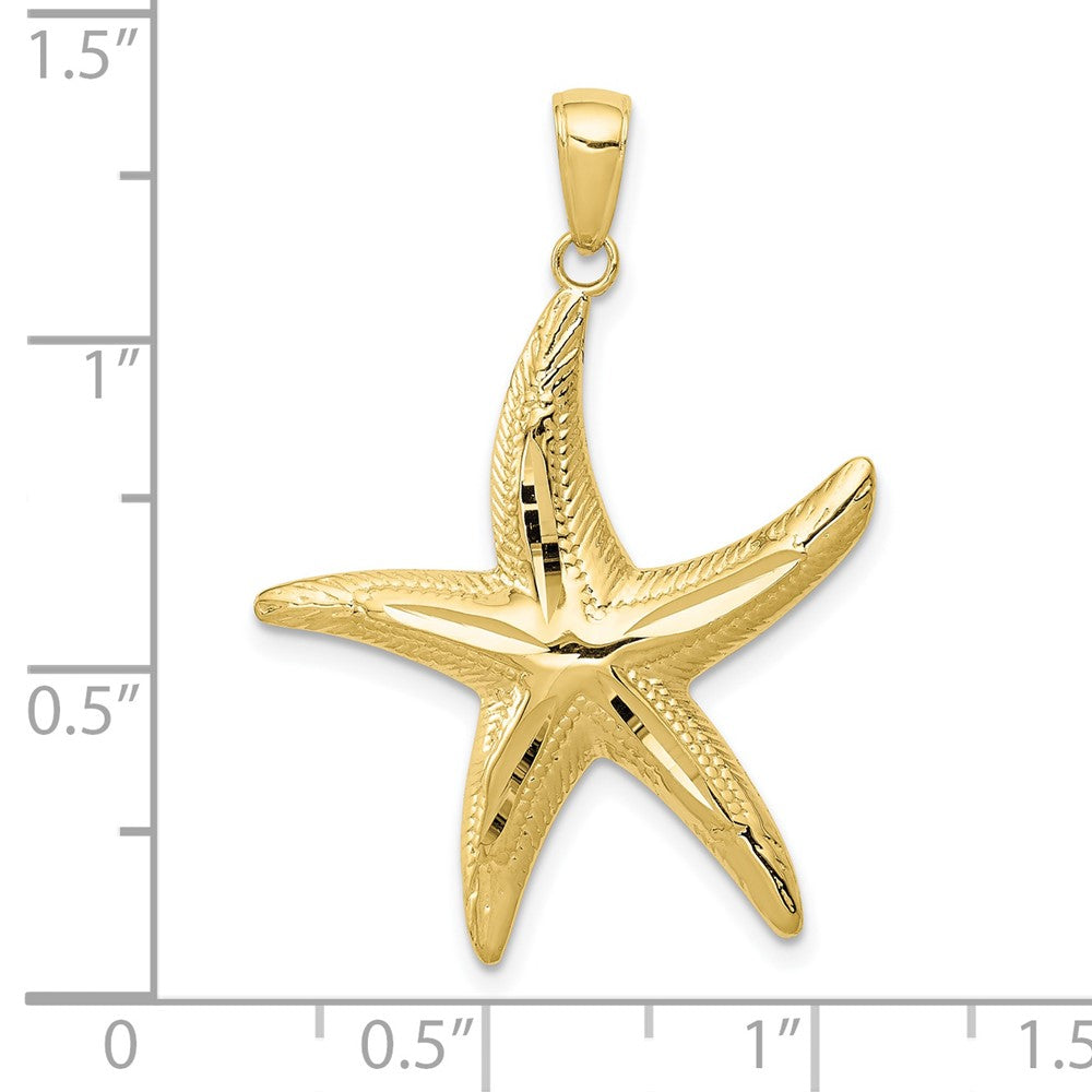 10k Yellow Gold 26 mm Diamond-cut Starfish Pendant (1.93 grams)