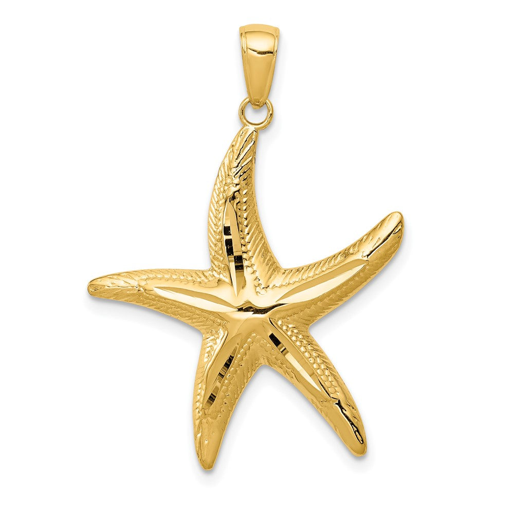 10k Yellow Gold 26 mm Diamond-cut Starfish Pendant (1.93 grams)