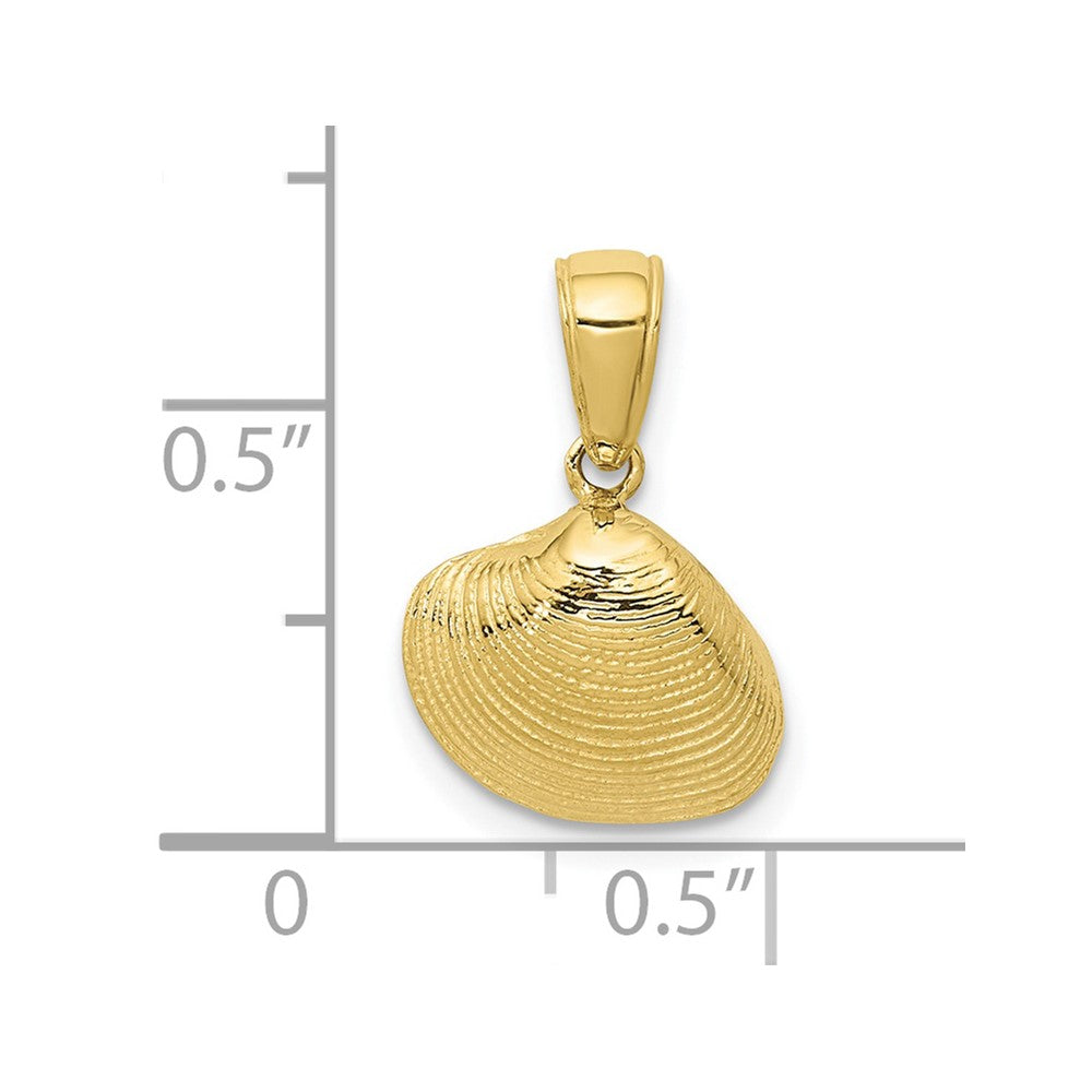 10k Yellow Gold 11.5 mm Small Clam Shell Pendant (0.76 grams)