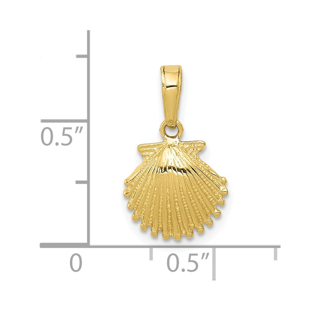 10k Yellow Gold 10 mm Scallop Shell Pendant (1 grams)