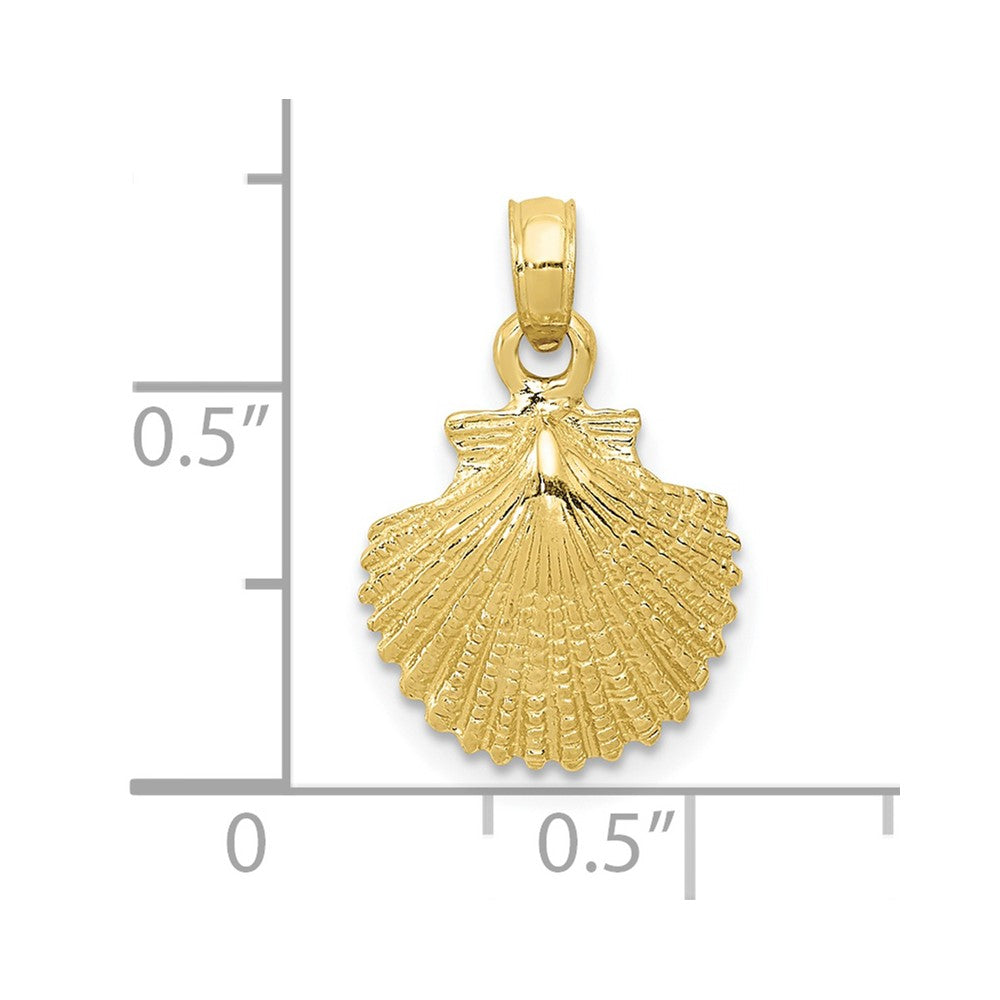 10k Yellow Gold 12 mm Scallop Shell Pendant (1.03 grams)