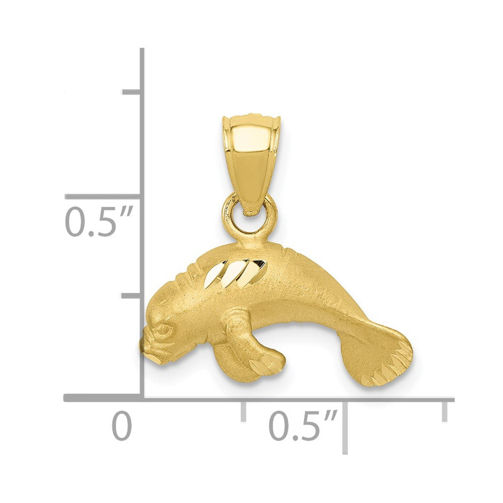 10k Yellow Gold 16 mm Manatee Pendant (1.35 grams)