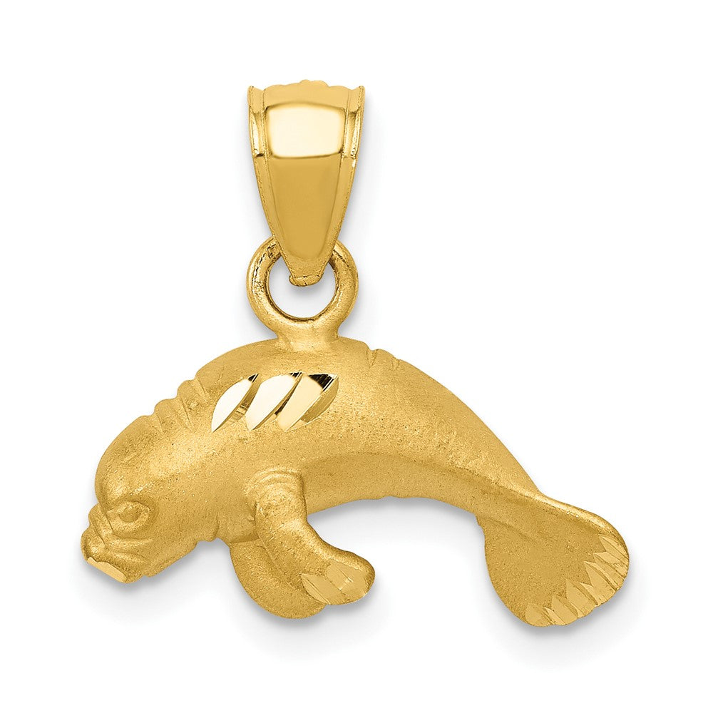 10k Yellow Gold 16 mm Manatee Pendant (1.35 grams)