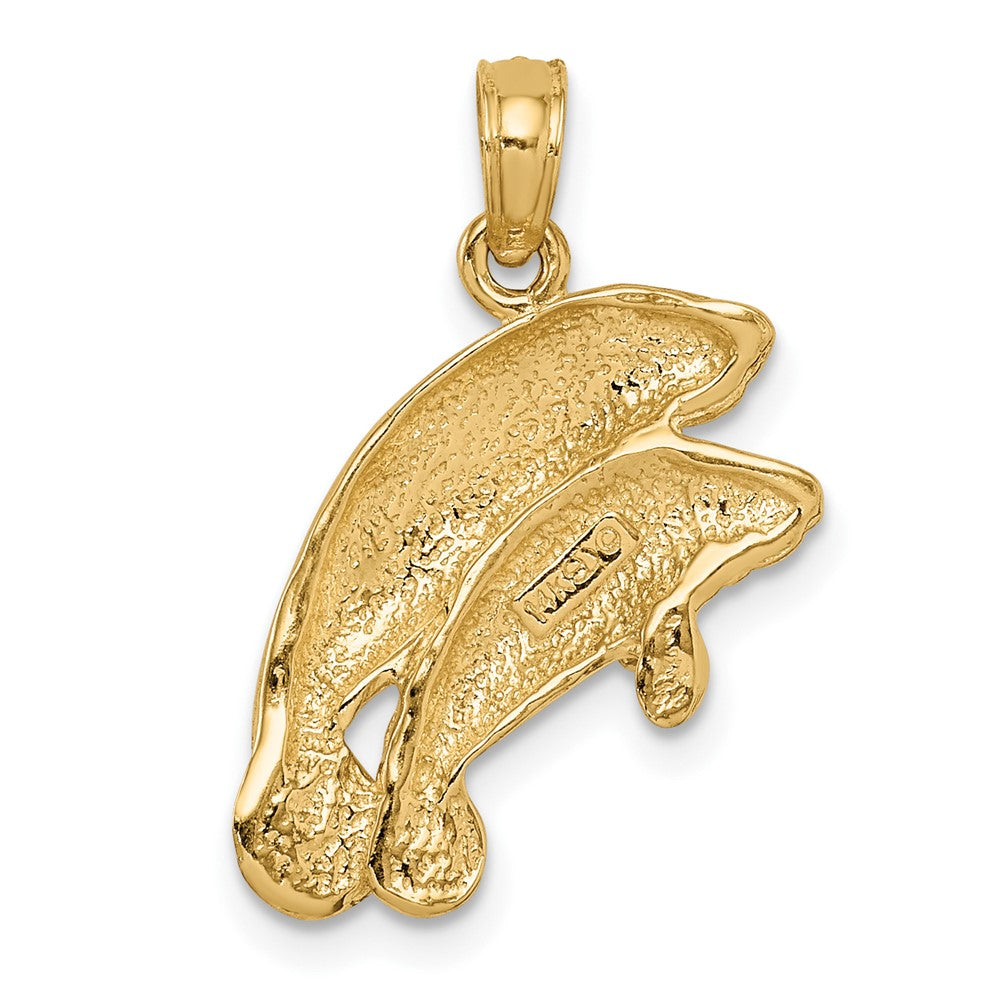 10k Yellow Gold 15 mm Double Manatee Pendant (1.52 grams)