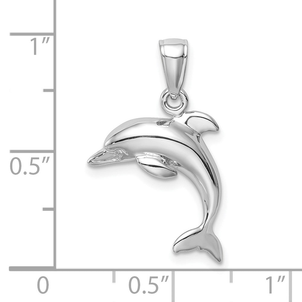 10k White Gold 19.1 mm Jumping Dolphin Pendant (1.28 grams)