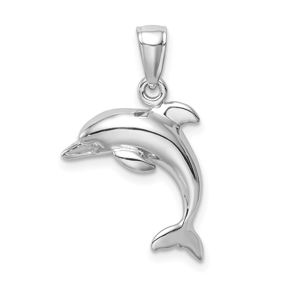 10k White Gold 19.1 mm Jumping Dolphin Pendant (1.28 grams)