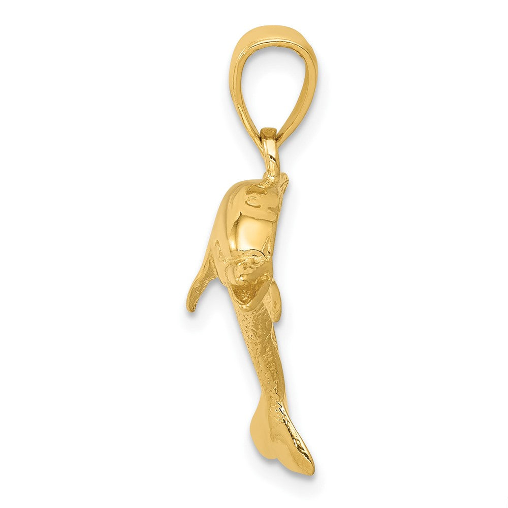 10k Yellow Gold 25 mm Jumping Dolphin Pendant (2 grams)