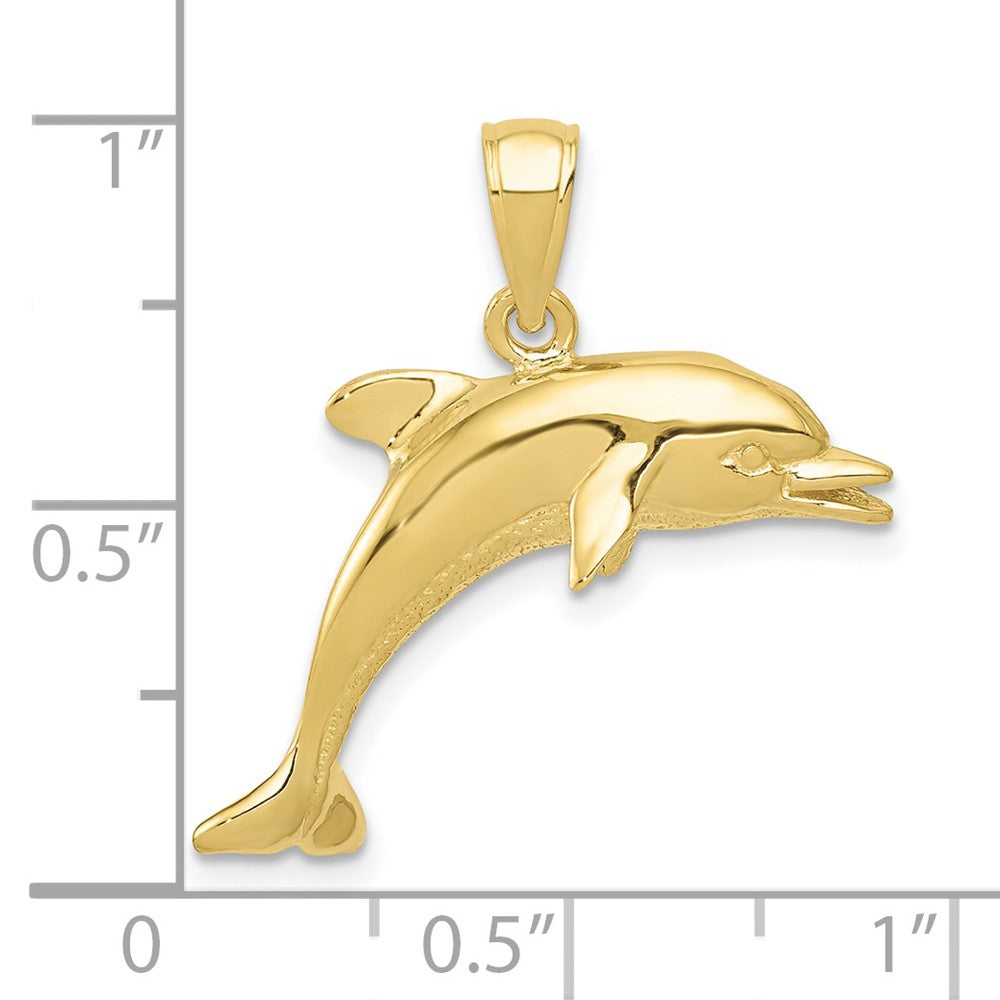 10k Yellow Gold 25 mm Jumping Dolphin Pendant (2 grams)