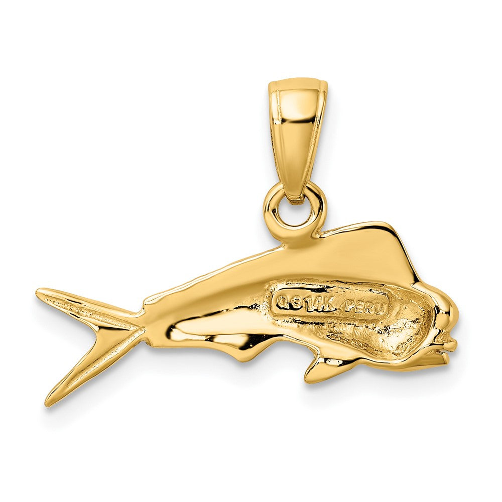 10k Yellow Gold 22 mm Mahi Mahi Fish Pendant (1.32 grams)