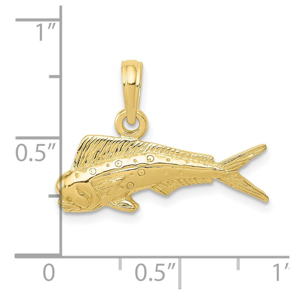 10k Yellow Gold 22 mm Mahi Mahi Fish Pendant (1.32 grams)