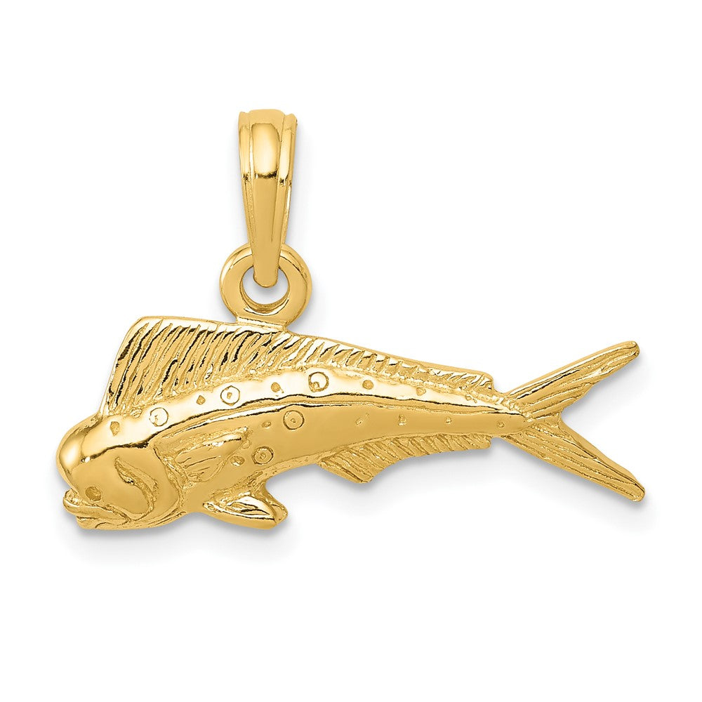 10k Yellow Gold 22 mm Mahi Mahi Fish Pendant (1.32 grams)