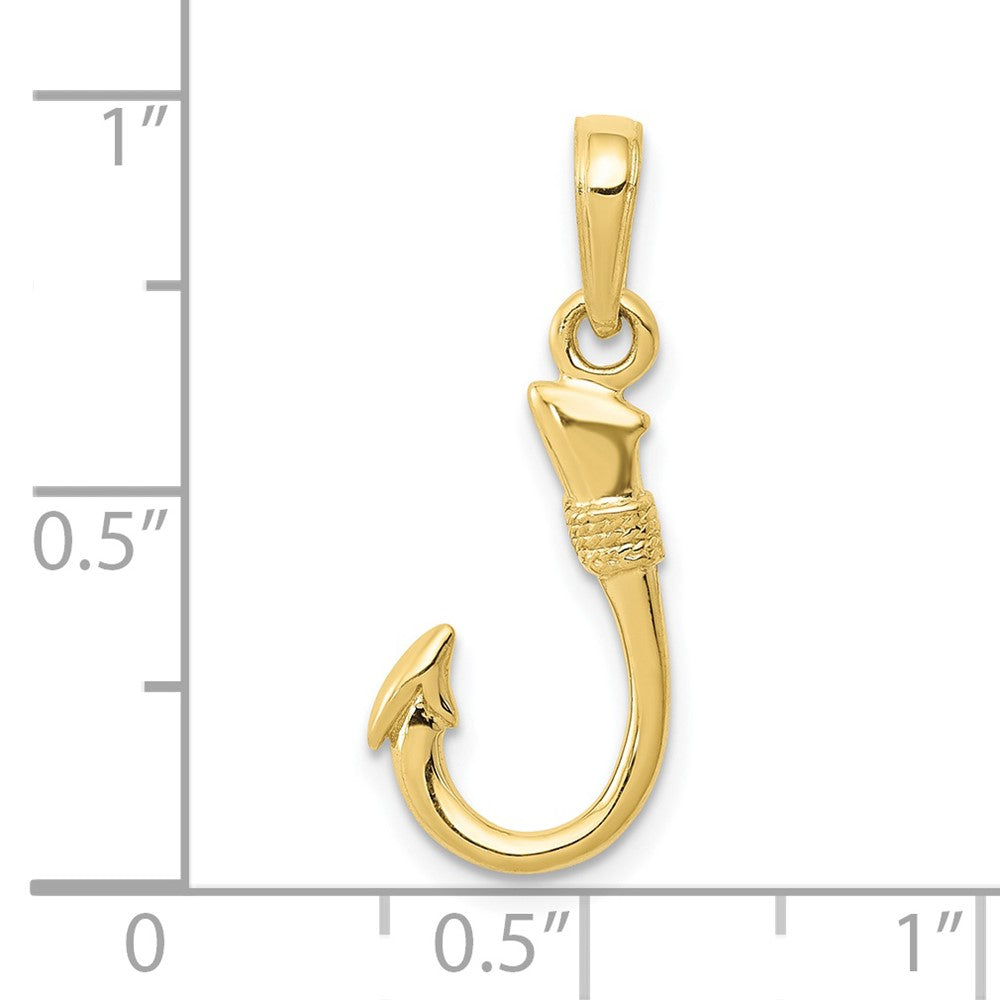 10k Yellow Gold 10 mm 3D Fish HooPendant (0.83 grams)