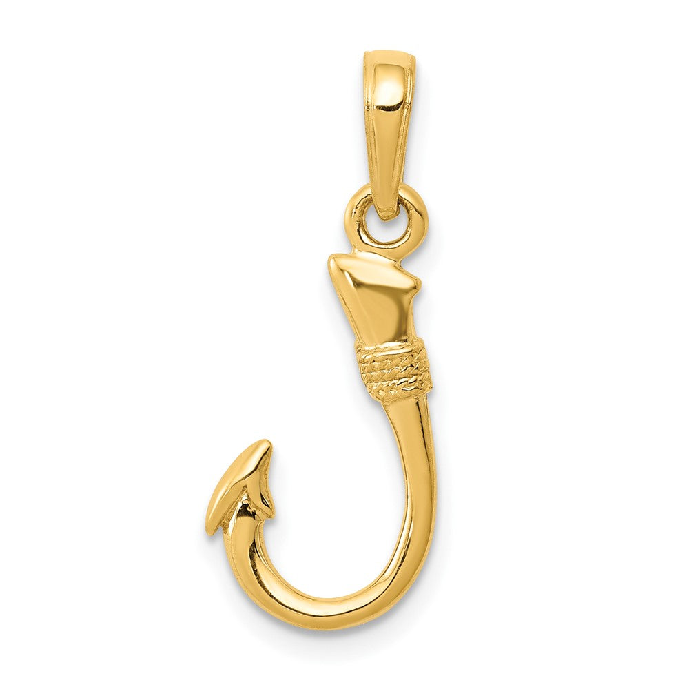 10k Yellow Gold 10 mm 3D Fish HooPendant (0.83 grams)