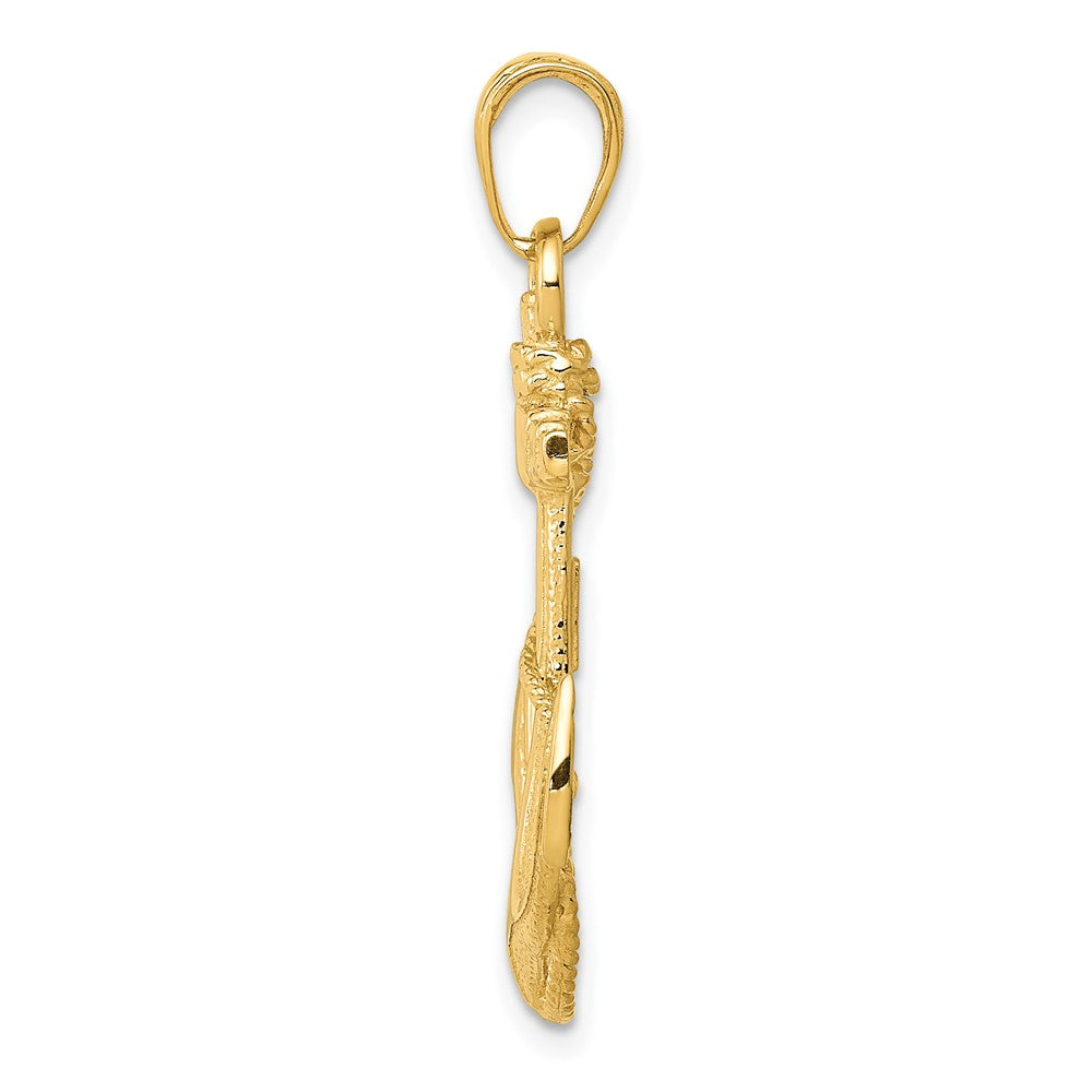10k Yellow Gold 18 mm Anchor w/Rope Pendant