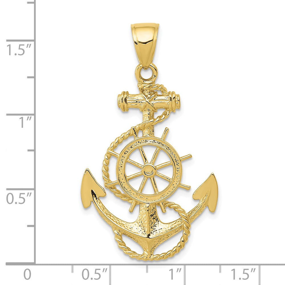 10k Yellow Gold 24 mm Large Anchor w/Wheel Pendant (2.94 grams)