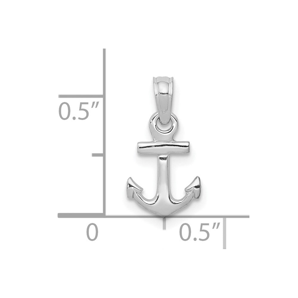 10k White Gold 8.05 mm Mini Anchor Pendant (0.5 grams)