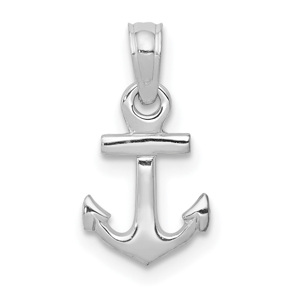 10k White Gold 8.05 mm Mini Anchor Pendant (0.5 grams)