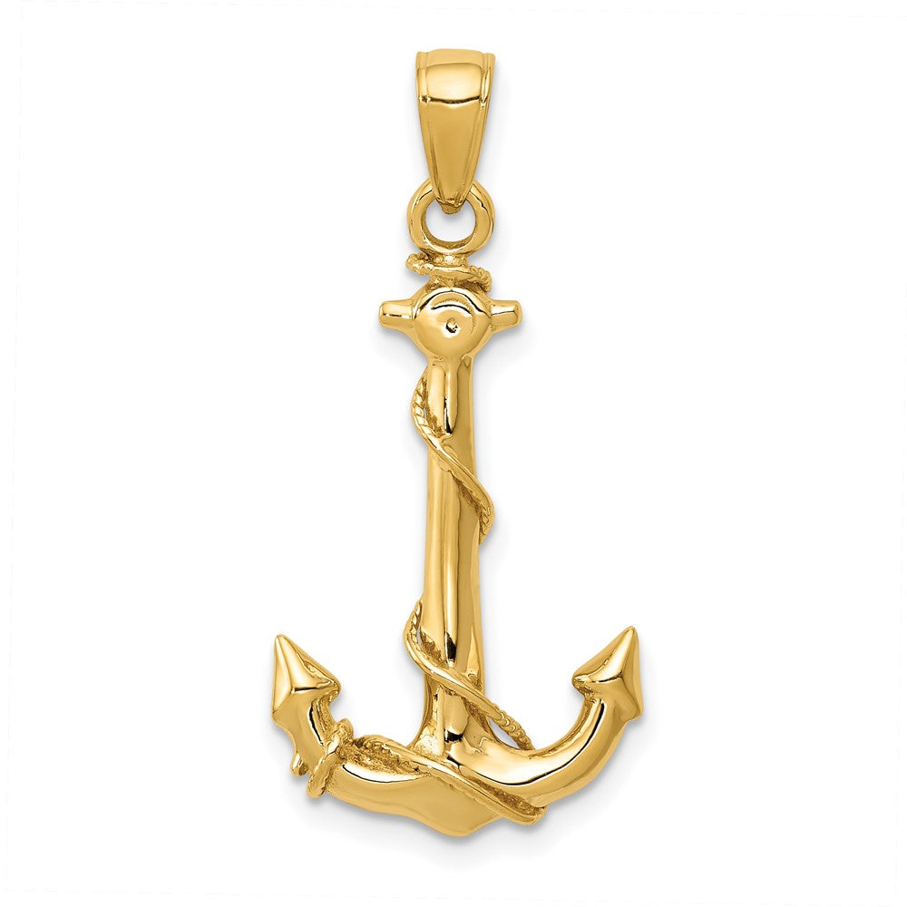 10k Yellow Gold 16 mm Anchor w/Rope Pendant (2.16 grams)