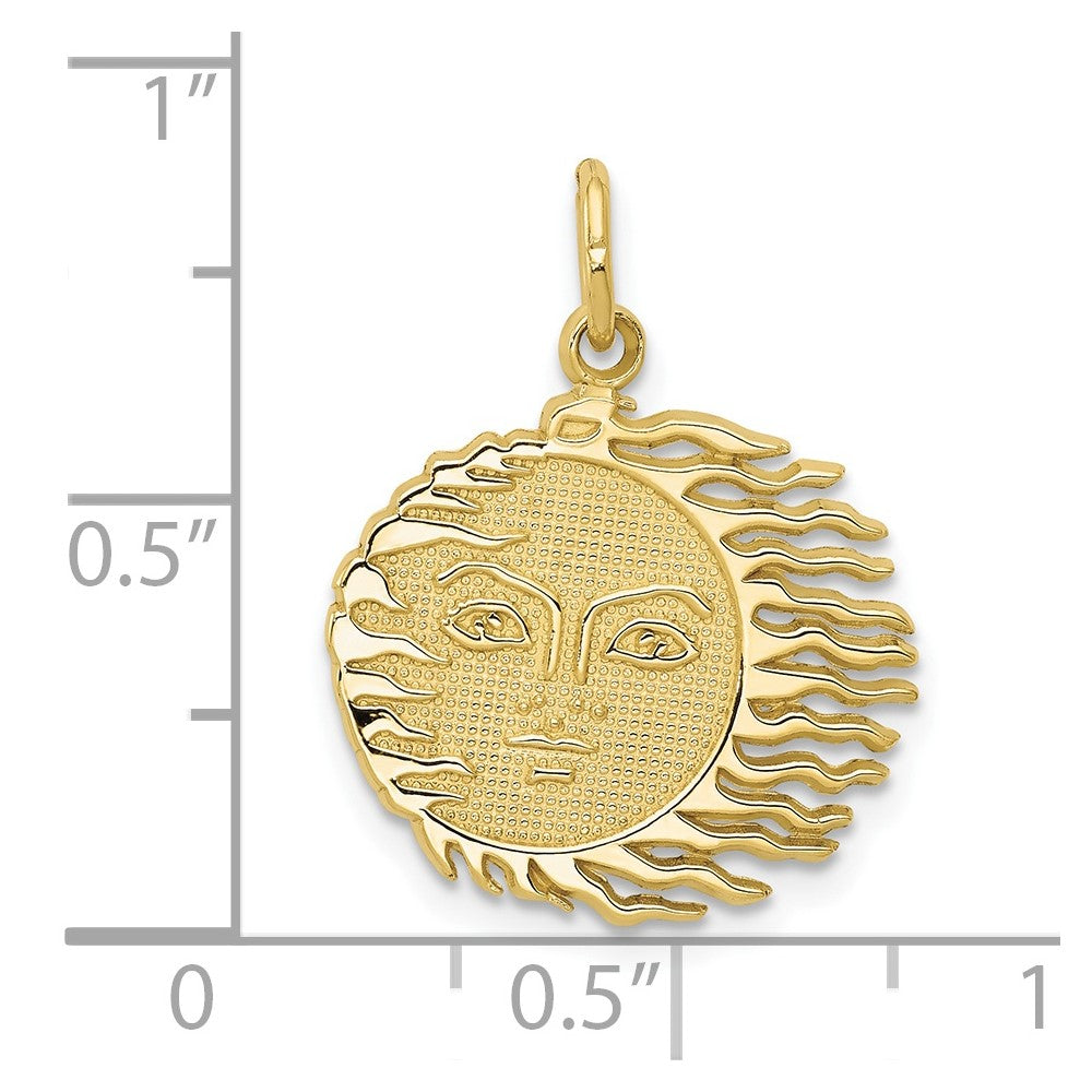 10k Yellow Gold 17 mm Flaming Sun Charm (1.14 grams)