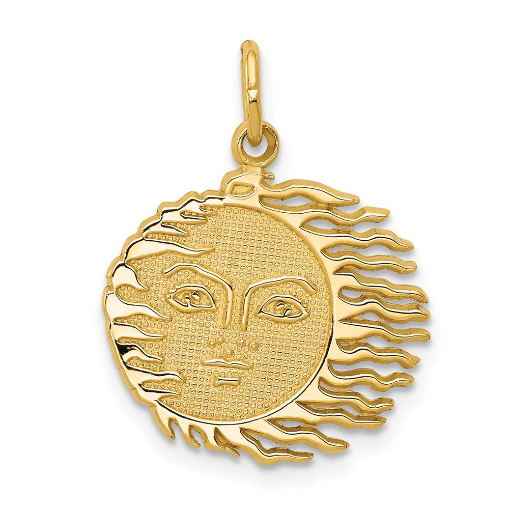 10k Yellow Gold 17 mm Flaming Sun Charm (1.14 grams)