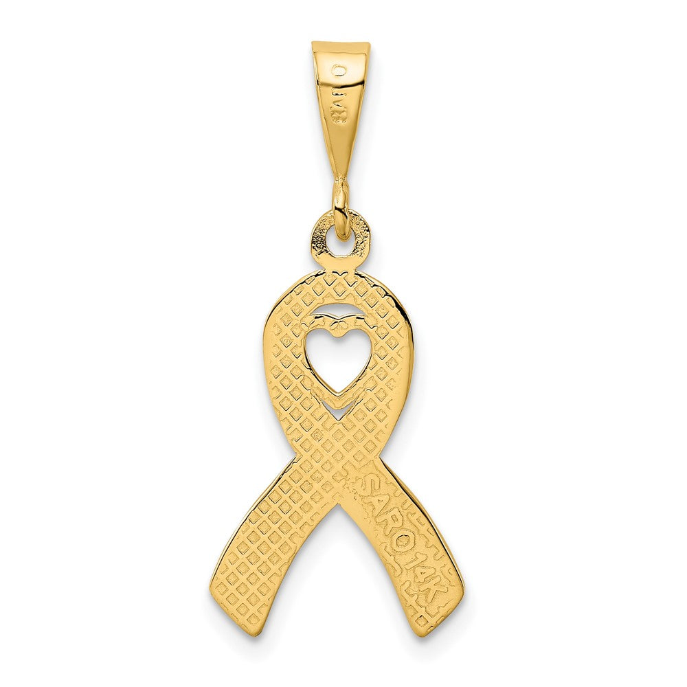 10k Yellow Gold 12 mm Heart In Awareness Pendant (1.29 grams)