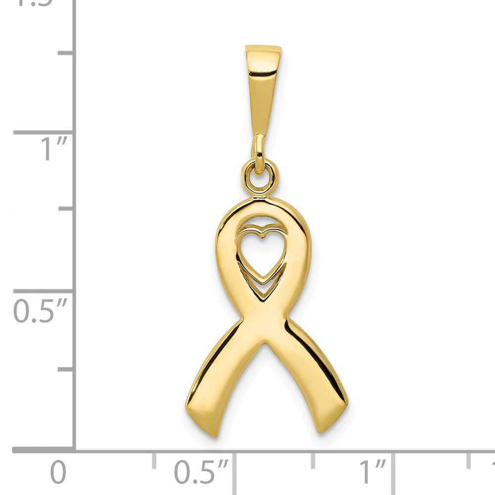 10k Yellow Gold 12 mm Heart In Awareness Pendant (1.29 grams)