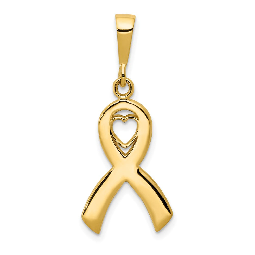 10k Yellow Gold 12 mm Heart In Awareness Pendant (1.29 grams)