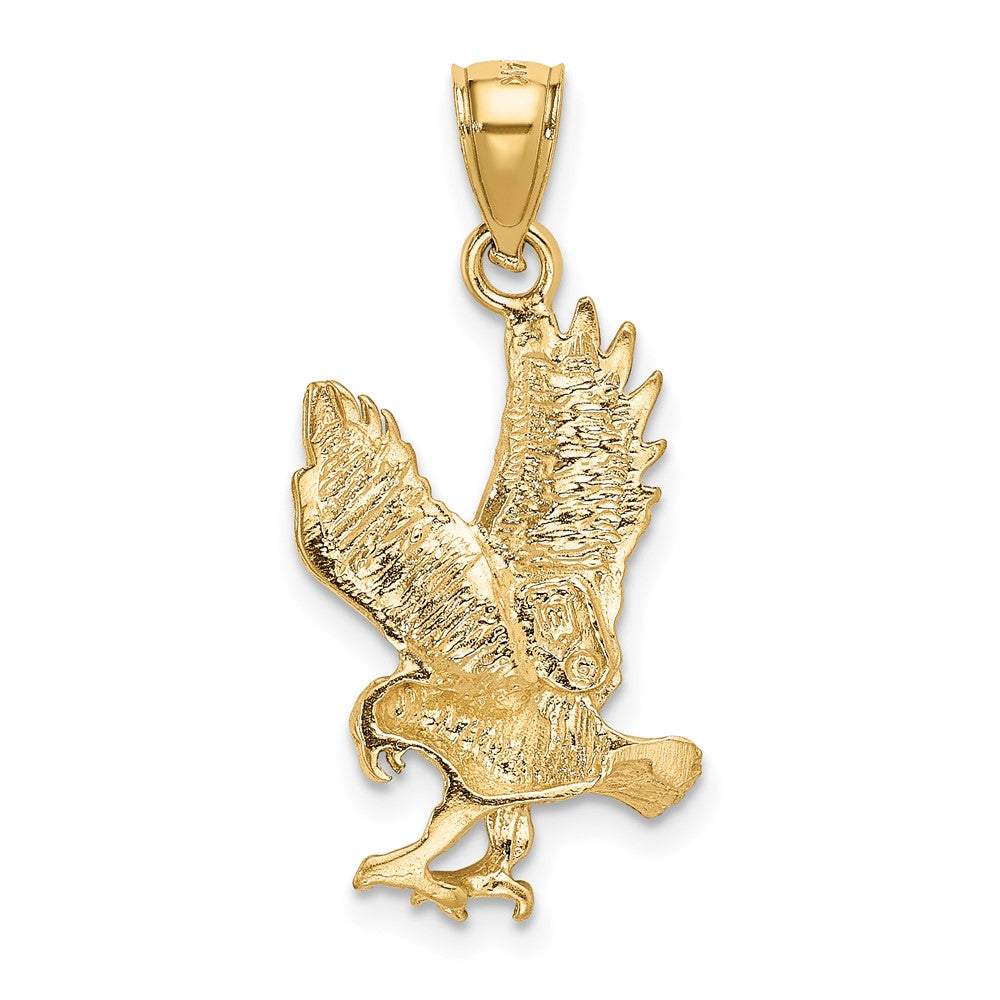 10k Yellow Gold 14 mm Satin Diamond-cut Eagle Pendant (1.47 grams)