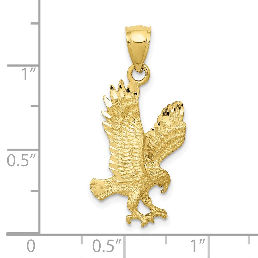 10k Yellow Gold 14 mm Satin Diamond-cut Eagle Pendant (1.47 grams)