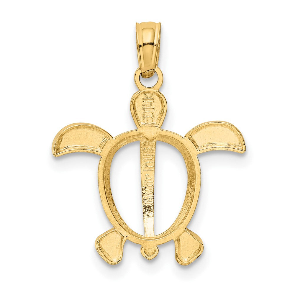 10k Yellow w/Rhodium 17 mm  Turtle Pendant (0.67 grams)