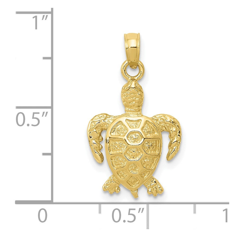 10k Yellow Gold 12 mm Sea Turtle Pendant (1.28 grams)