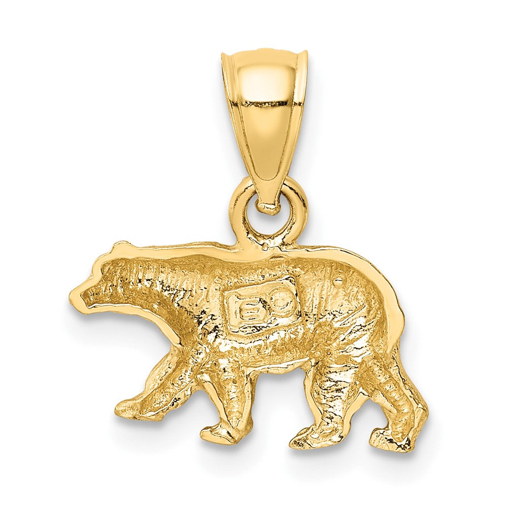 10k Yellow Gold 10.5 mm Diamond-cut Bear Pendant (1.1 grams)