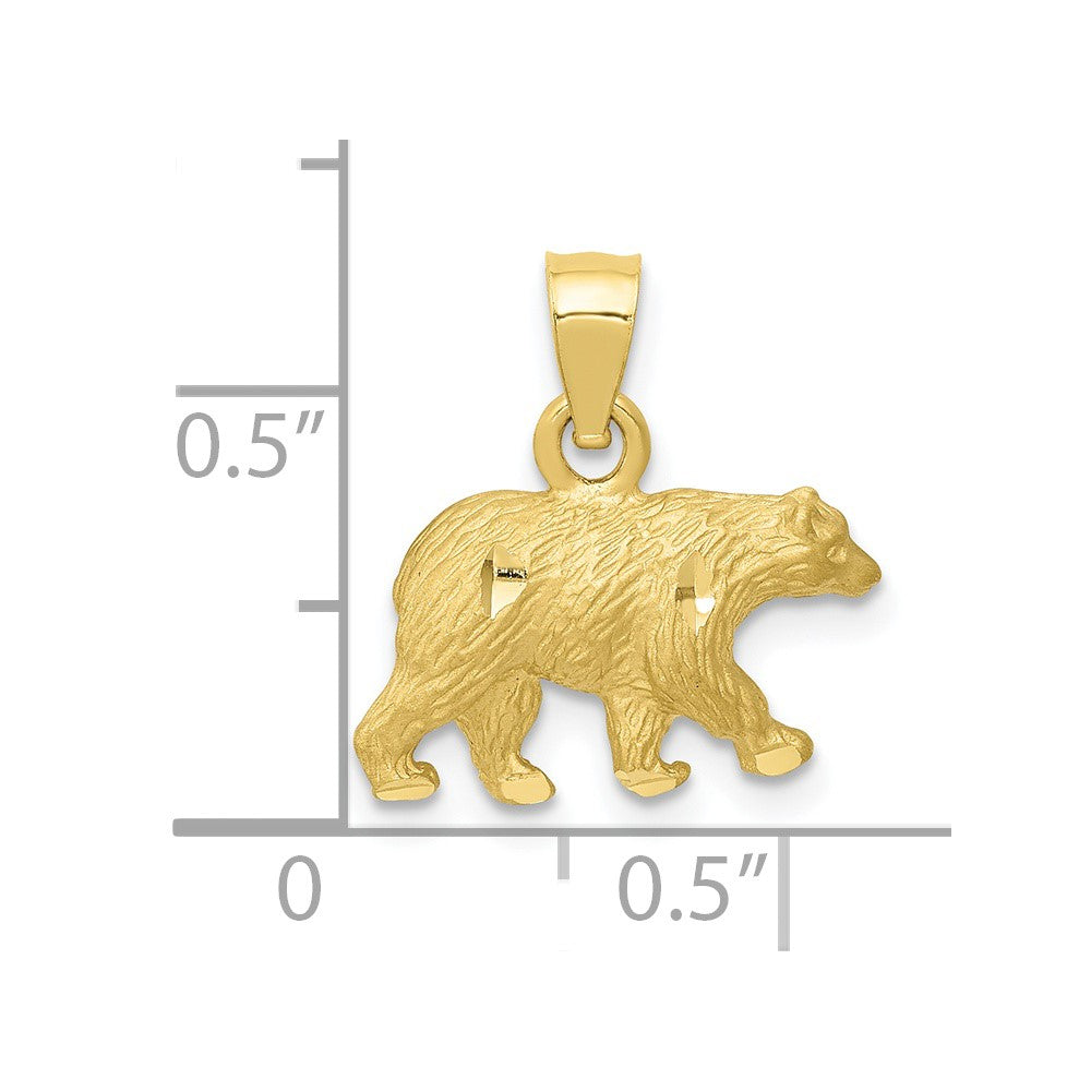 10k Yellow Gold 10.5 mm Diamond-cut Bear Pendant (1.1 grams)