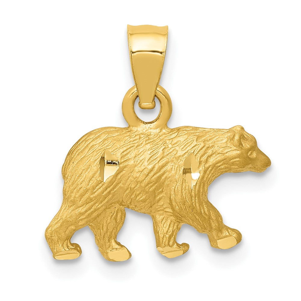 10k Yellow Gold 10.5 mm Diamond-cut Bear Pendant (1.1 grams)