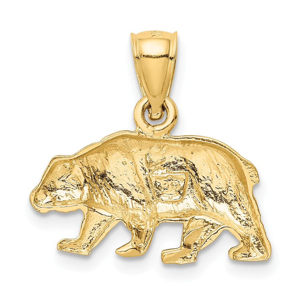 10k Yellow Gold 19 mm Diamond-cut Bear Pendant (1.17 grams)