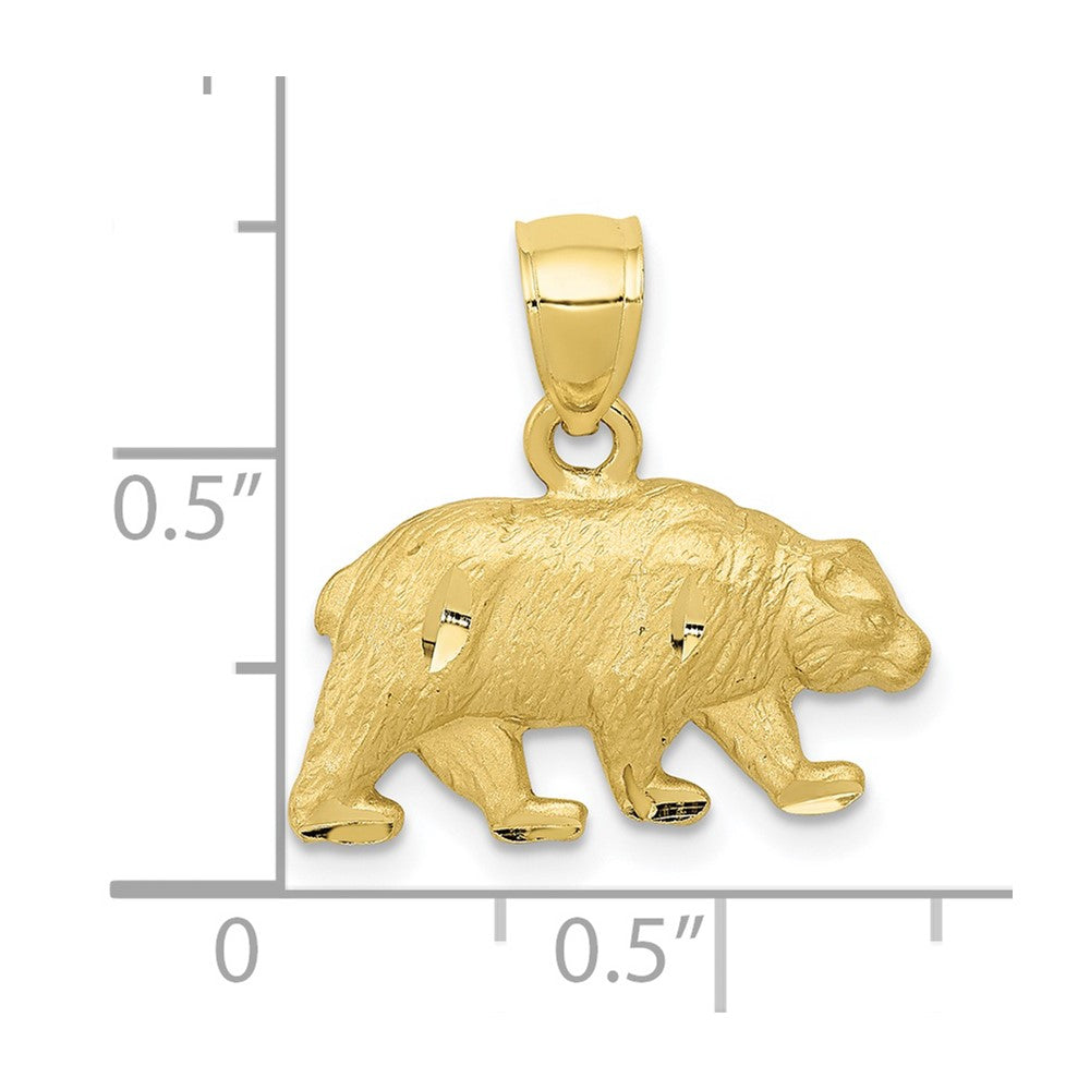 10k Yellow Gold 19 mm Diamond-cut Bear Pendant (1.17 grams)